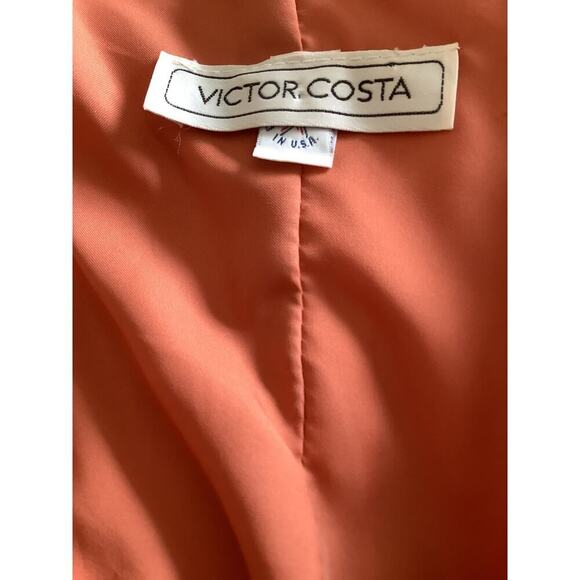 VICTOR COSTA VINTAGE ORANGE, YELLOW AND RED SEQUIN STRAPLESS DRESS 10 - Picture 8 of 10